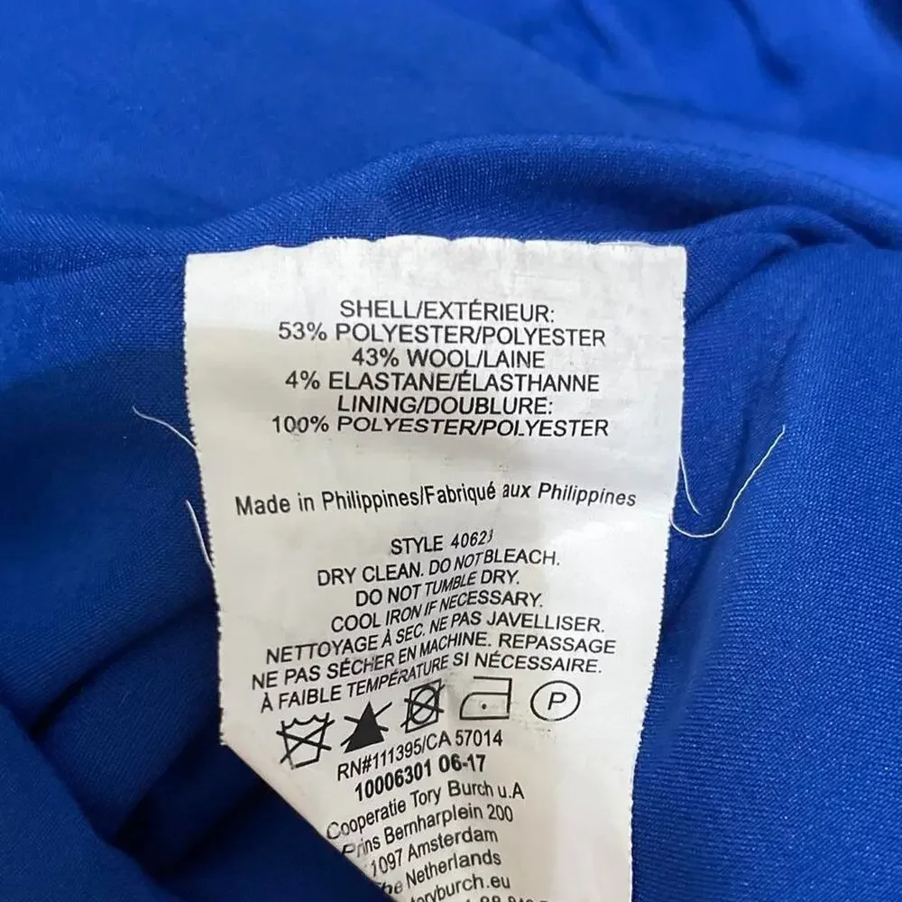 Tory Burch Wool Blend Tiered Tie Waist A-Line Dress in Blue Size 0